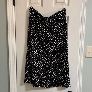 Kasper Black and White Polka Dot A-Line Skirt